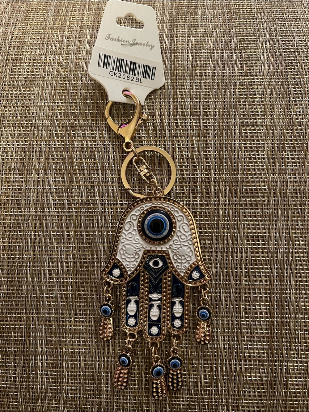 🪬	Hamsa Hand Keychain with Blue Evil Eye | Gold Lucky Charm | Gift for Women